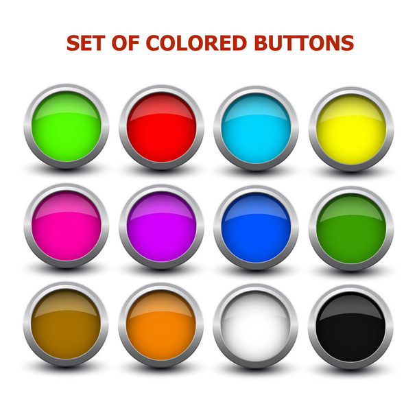 set of colored buttons on white bakground - Fotoğraf, Görsel