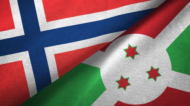 Noruega y Burundi dos banderas tela textil, textura de la tela
  - Foto, Imagen