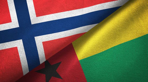 Noruega e Guiné-Bissau duas bandeiras pano têxtil, textura de tecido
 - Foto, Imagem