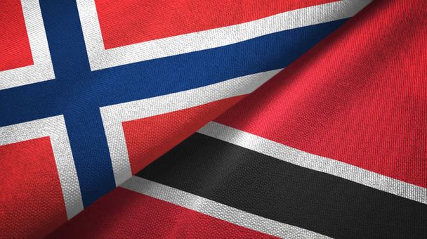 Noruega e Trinidad e Tobago duas bandeiras de pano têxtil, textura de tecido
 - Foto, Imagem