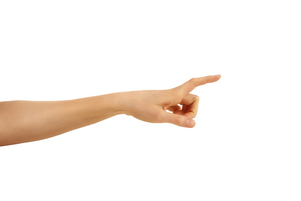 Finger arm indicate on a white background - Foto, Bild
