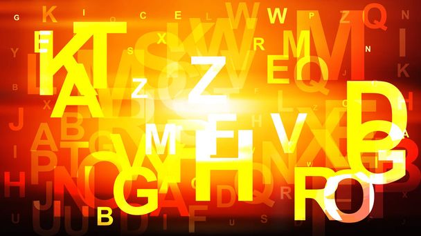 Czarny czerwony i żółty rozproszone alfabet tło graficzny - Wektor, obraz