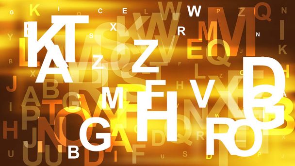 Abstract donker oranje verspreide alfabet achtergrond ontwerp - Vector, afbeelding
