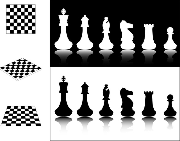 Sakkfigurák és faragott sakkok - Vektor, kép