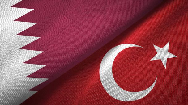Qatar y Turquía dos banderas tela textil, textura de la tela
 - Foto, imagen