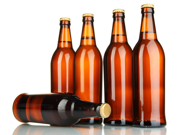 Beer bottles isolated on white - Foto, Imagem