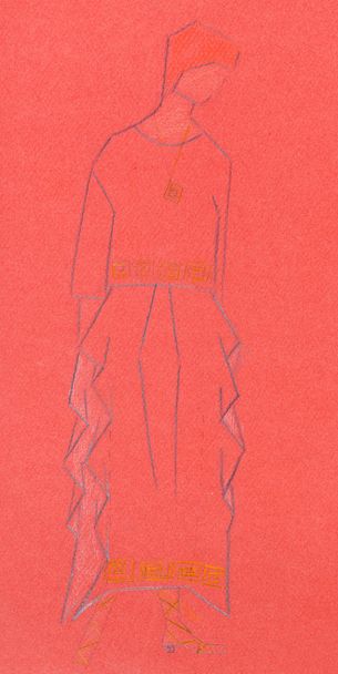 esboço vermelho de malhas de mulher
 - Foto, Imagem