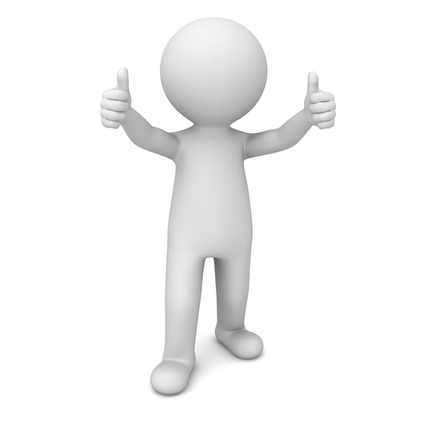 3d man showing thumbs up over white - Photo, Image