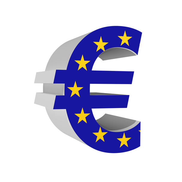 Symbole Euro avec drapeau Europion Union 3D isolé sur fond blanc
 - Photo, image