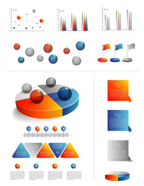 Presentation template for infographics with pie chart diagram. Web elements. - Vetor, Imagem