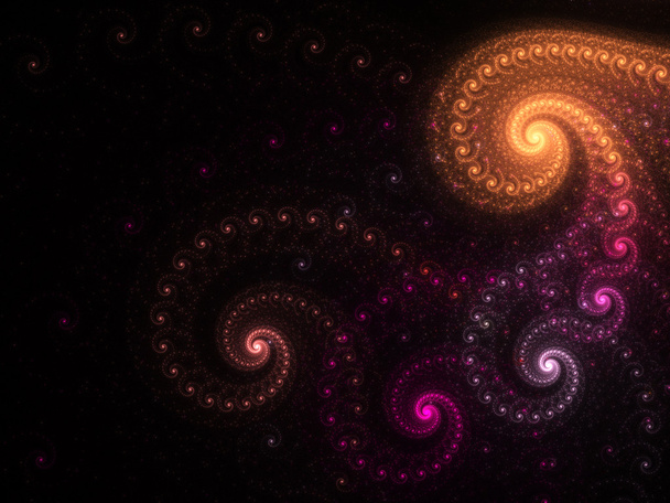farbenfrohe dunkle Fraktalspiralen, digitale Kunstwerke für kreative grafische Gestaltung - Foto, Bild