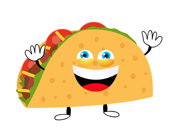 Happy Taco vector illustration in cartoon style - Vector, imagen