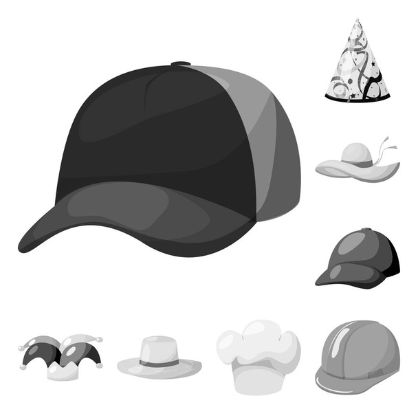 Vector illustration of hat and helmet sign. Set of hat and profession stock vector illustration. - Vetor, Imagem