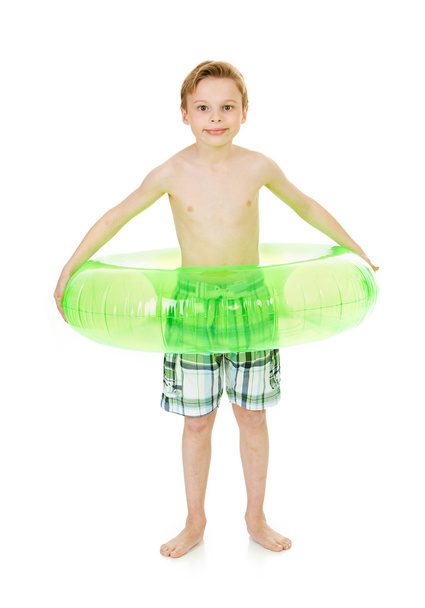 Swimmer: Boy with Tube Ready to Swim - Φωτογραφία, εικόνα