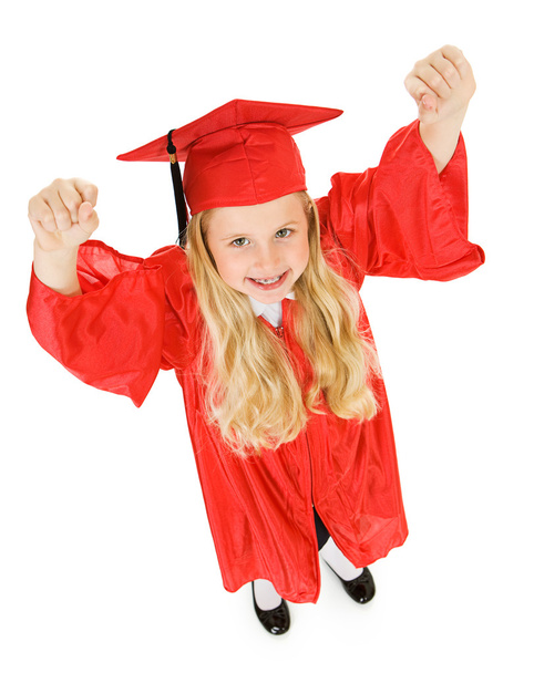 Graduate: Girl Graduate Cheers with Excitement - Valokuva, kuva