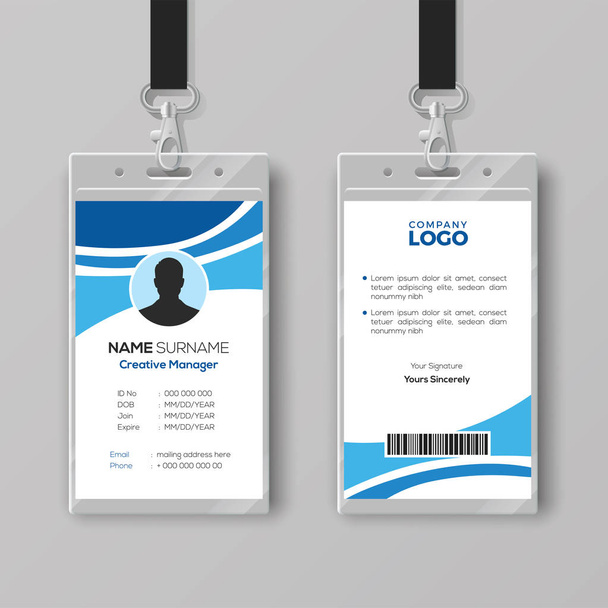 Corporate ID kaart sjabloon met blauwe Details - Vector, afbeelding