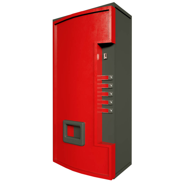 Vending machine selling drinks and snacks on a white background. Front view. 3d rendering - Foto, Imagen