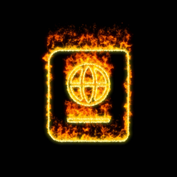 シンボルパスポートは赤い火で燃える  - 写真・画像