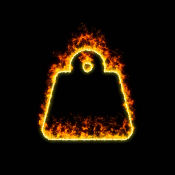 A szimbólum súlya lóg égési piros tűz  - Fotó, kép