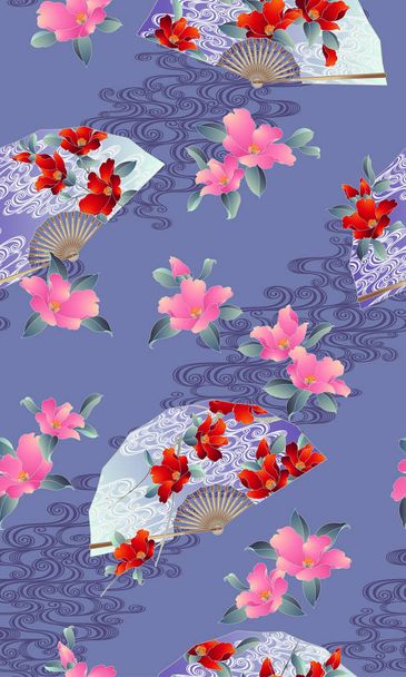Japanese style Folding fan pattern, - Διάνυσμα, εικόνα