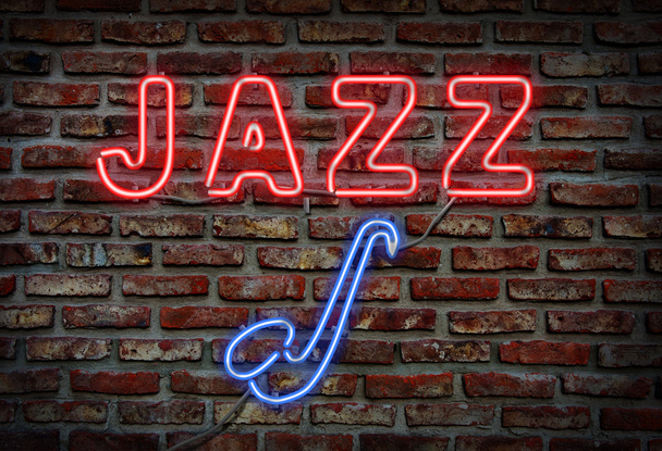 jazzový neonový nápis. - Fotografie, Obrázek