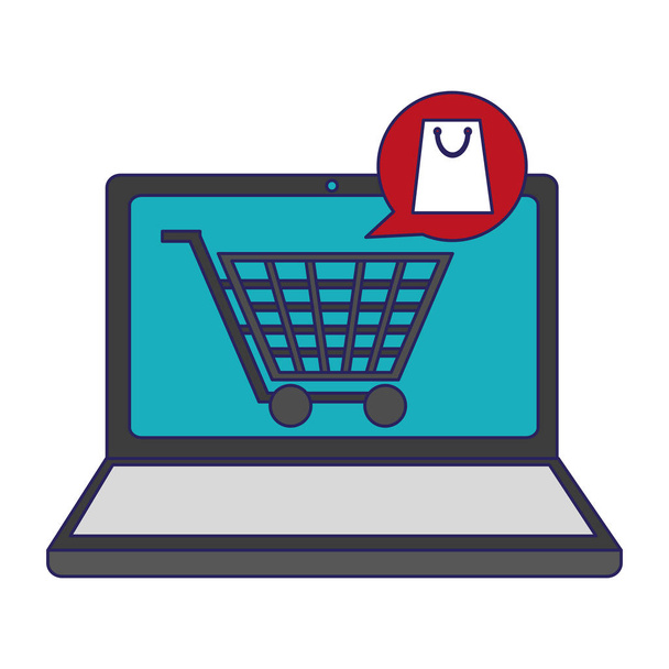 Online nákupy a platby modré čáry - Vektor, obrázek