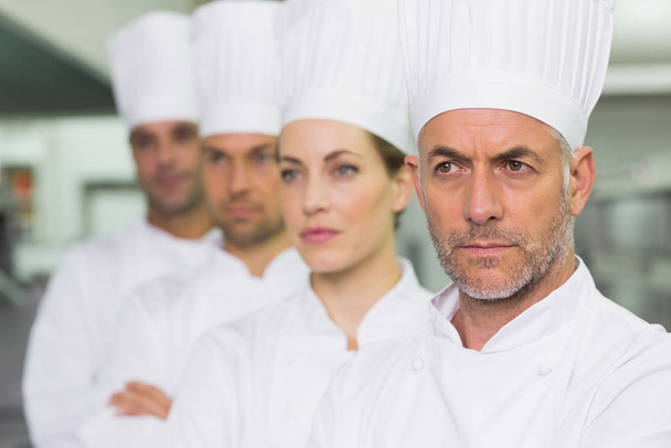 Serious team of chefs standing in line in a commercial kitchen - Valokuva, kuva