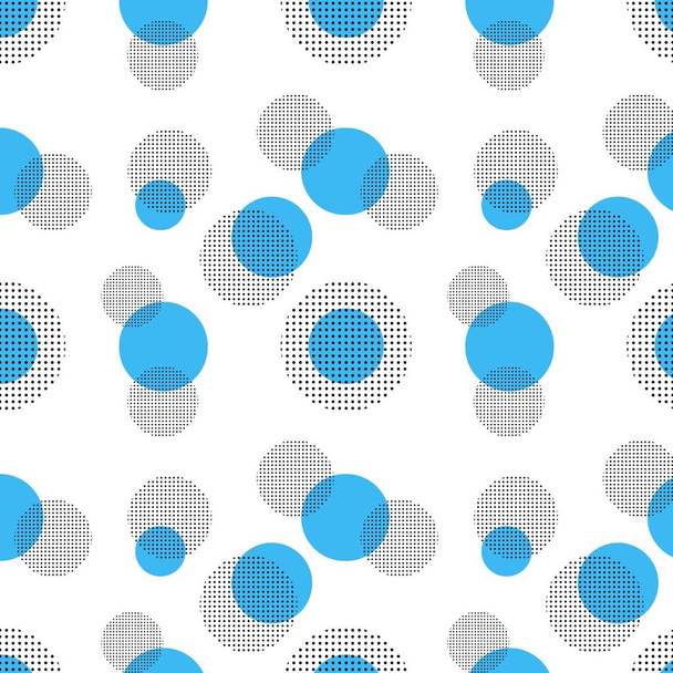 Αφηρημένο πουά μοτίβο φόντο. Διάνυσμα μοντέρνα φόντο Μέμφις με στρογγυλά διακεκομμένα στοιχεία και μπλε κύκλους. - Διάνυσμα, εικόνα