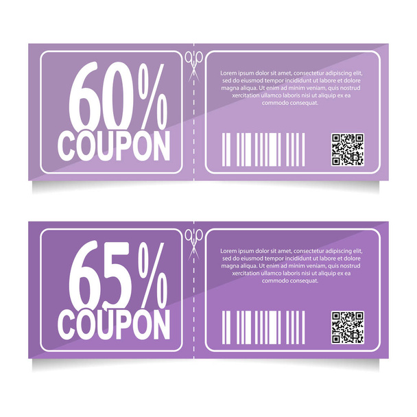 Design a coupon for a discount of 60 and 65 percent. Sales conce - Vecteur, image