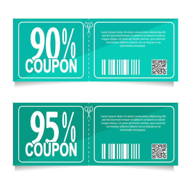 Design a coupon for a discount of 90 and 95 percent. Sales conce - Вектор,изображение