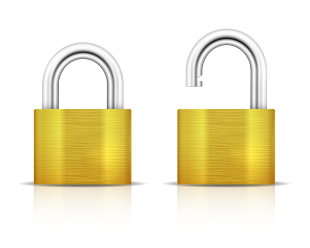 Metallic Padlock. Closed lock security icon - Vettoriali, immagini