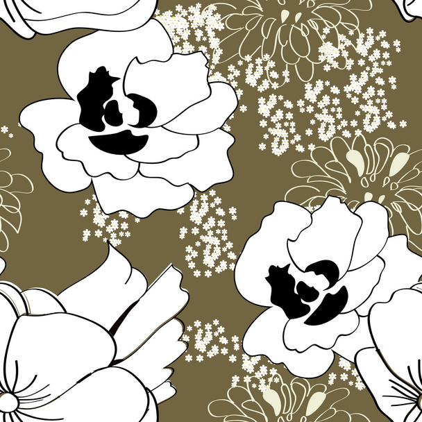 Seamless pattern with white flowers - Vetor, Imagem