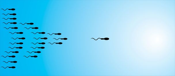 Wettbewerb und Sieg mit menschlichem Sperma - Vektor, Bild