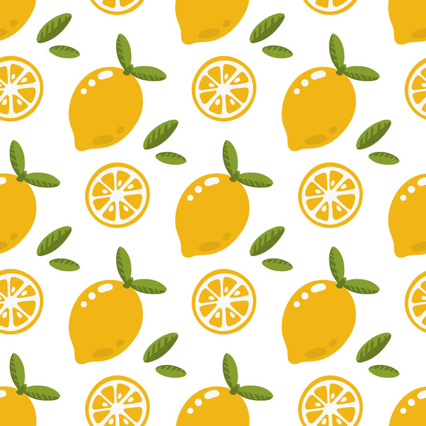 Naadloos patroon met citroen op een witte achtergrond. Uitstekende print voor verpakking, inpakpapier, kinderkleding, beddengoed, enz. - Vector, afbeelding