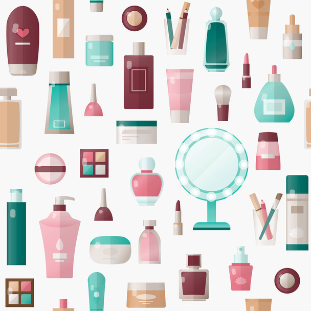Makeup items cosmetology Seamless Patten - Вектор,изображение