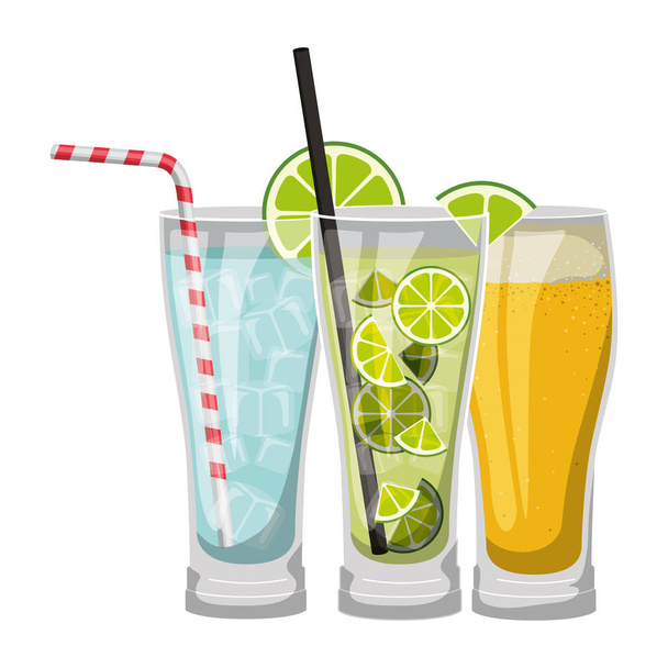 Set Tassen Cocktails Symbole - Vektor, Bild