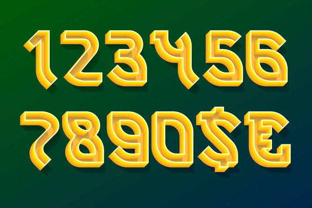 Números decorativos con signos de moneda en estilo etno 3d
. - Vector, imagen