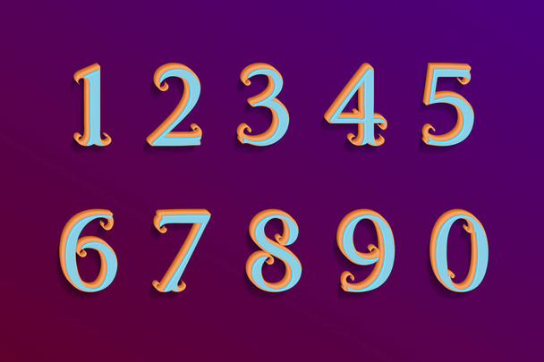 Royal two-layer numbers in 3d vintage style. - Vector, Image