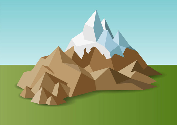 低ポリ ベクター スタイルの雪岩山の風景 - ベクター画像