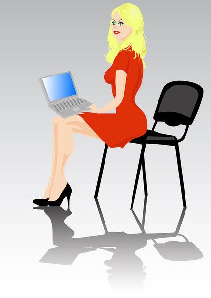 Дівчата з комп'ютером
 - Вектор, зображення