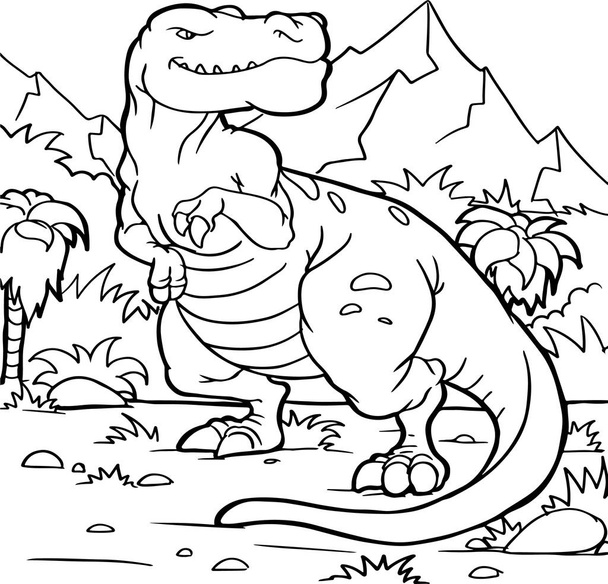 Illustrazione del vettore del fumetto delle specie rettili del dinosauro di Triceratops nel mondo preistorico per il libro da colorare e l'istruzione
 - Vettoriali, immagini