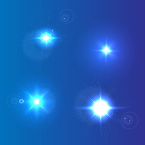 Lens flare set with transparent easy replace background and edit colors. Vector design elements Eps 10. - Vector, Image