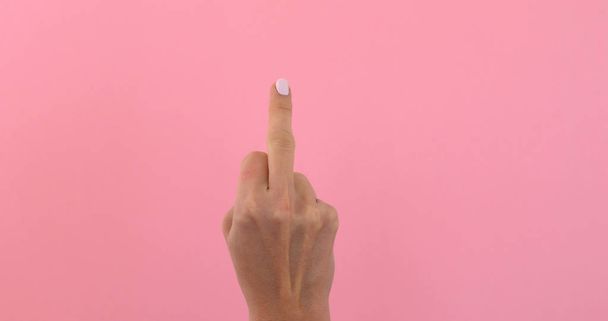 Woman hand Fuck you or fuck off - Foto, afbeelding