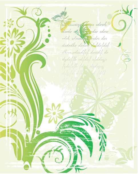 Grunge green floral background - Vektor, Bild
