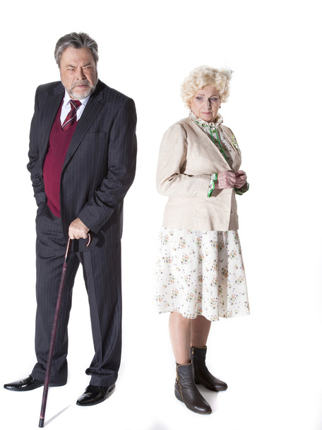 Elderly senior couple having an intense discussion - Zdjęcie, obraz