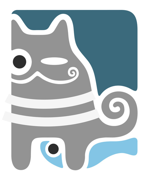 Cat with fish - Vector, Image