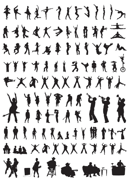 silhouettes of dance & music - Vector, Image