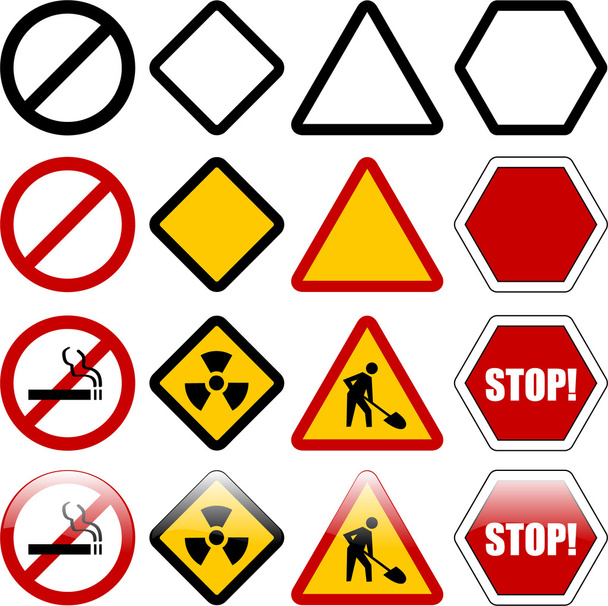Форми для попереджувальних та обмежувальних знаків
 - Вектор, зображення
