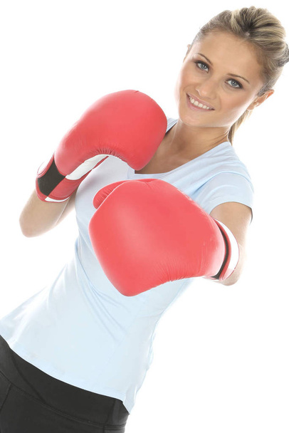 Woman Wearing Boxing Gloves - Fotoğraf, Görsel