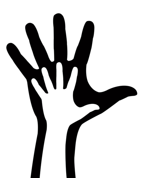 hand en arm silhouet, vector - Vector, afbeelding